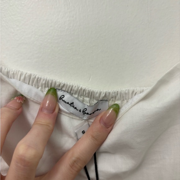 NWT Hunter & Brown White Puff Sleeve Mini Dress - Picture 4 of 5